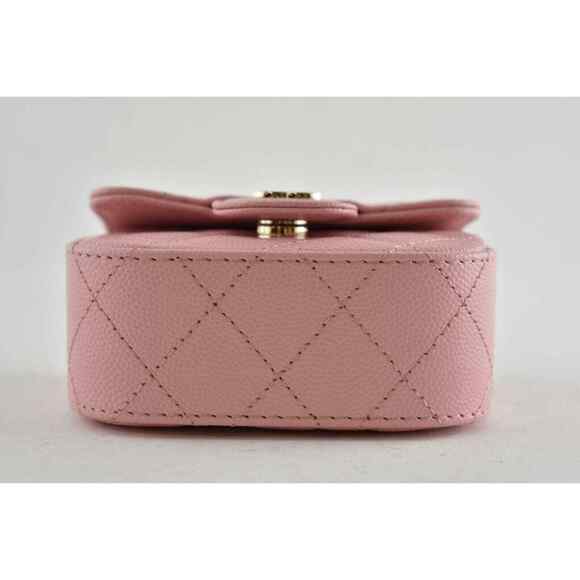 Chanel 22C Pink Caviar Mini Clutch With Chain Gold Card Shoulder Crossbody Bag - Picture 12 of 12